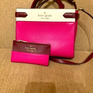 Kate Spade “Staci”fuschia color block satchel